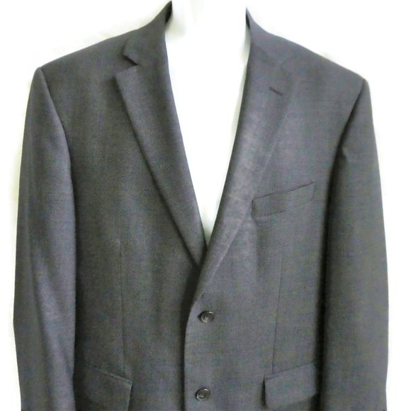 Jos A Bank Blazer Sports Coat Pure Wool Steel Grey 2 Button Dual Vent 42R - Picture 2 of 12